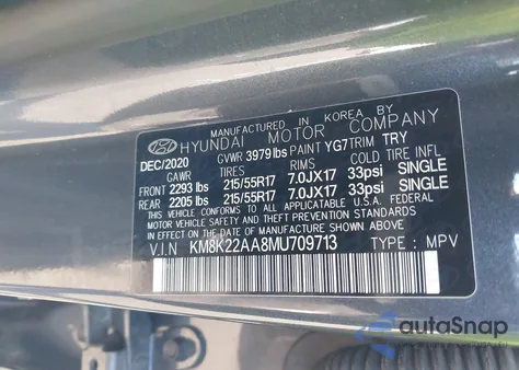 2021 Hyundai Kona Sel from USA, damaged, VIN KM8K22AA8MU709713
